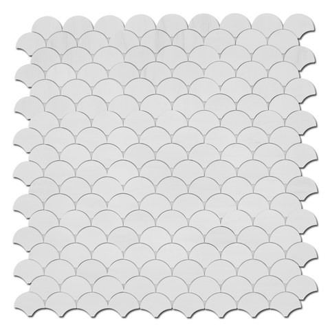 Scallop Snow White Fish Scale Scallop Marble Mosaic - intmarble.com ...