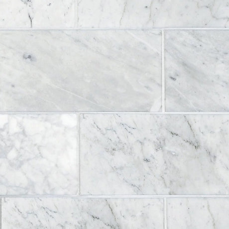 Marble Tiles - Carrara White Honed Italian Marble Tile 150x300x10mm - intmarble